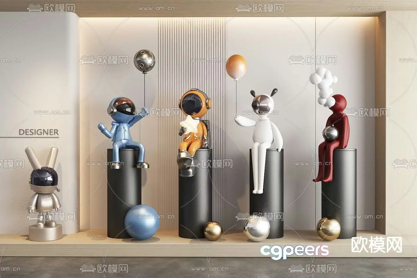 Bear trendy toy sculpture doll cartoon ornaments 3d model