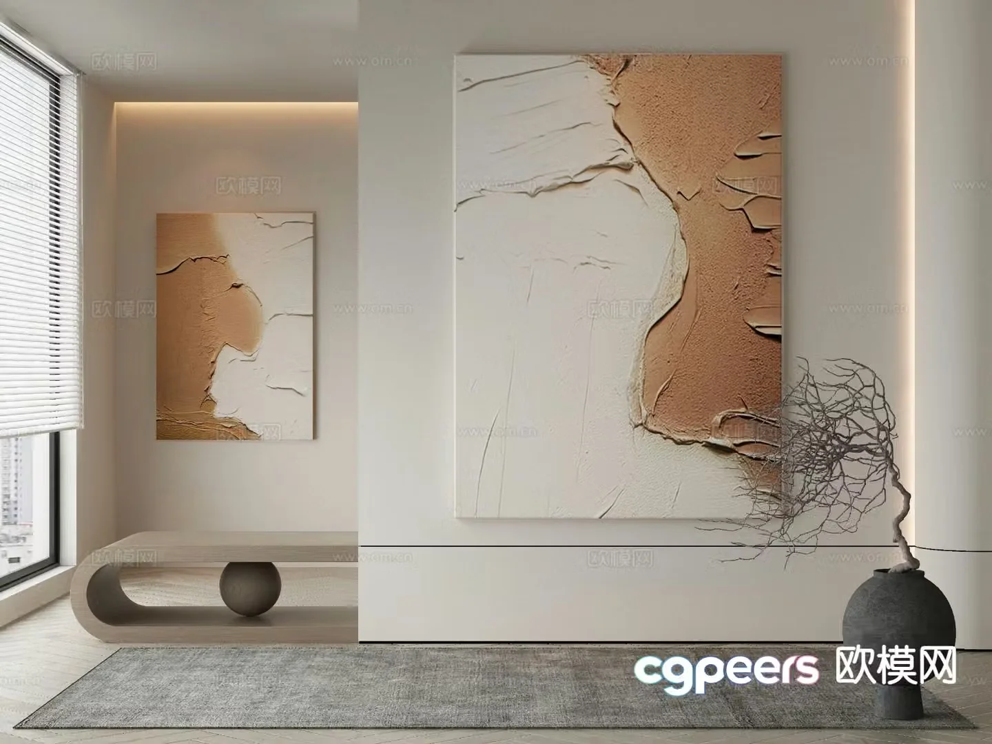Wabi-sabi art painting texture painting decorative painting 3d model