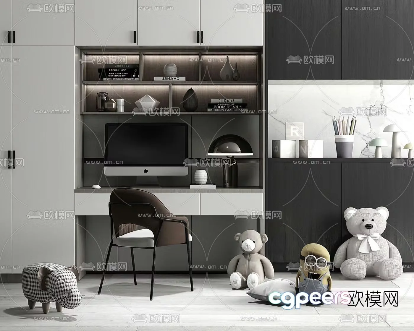 Modern children’s bookcase decorative cabinet 3d model