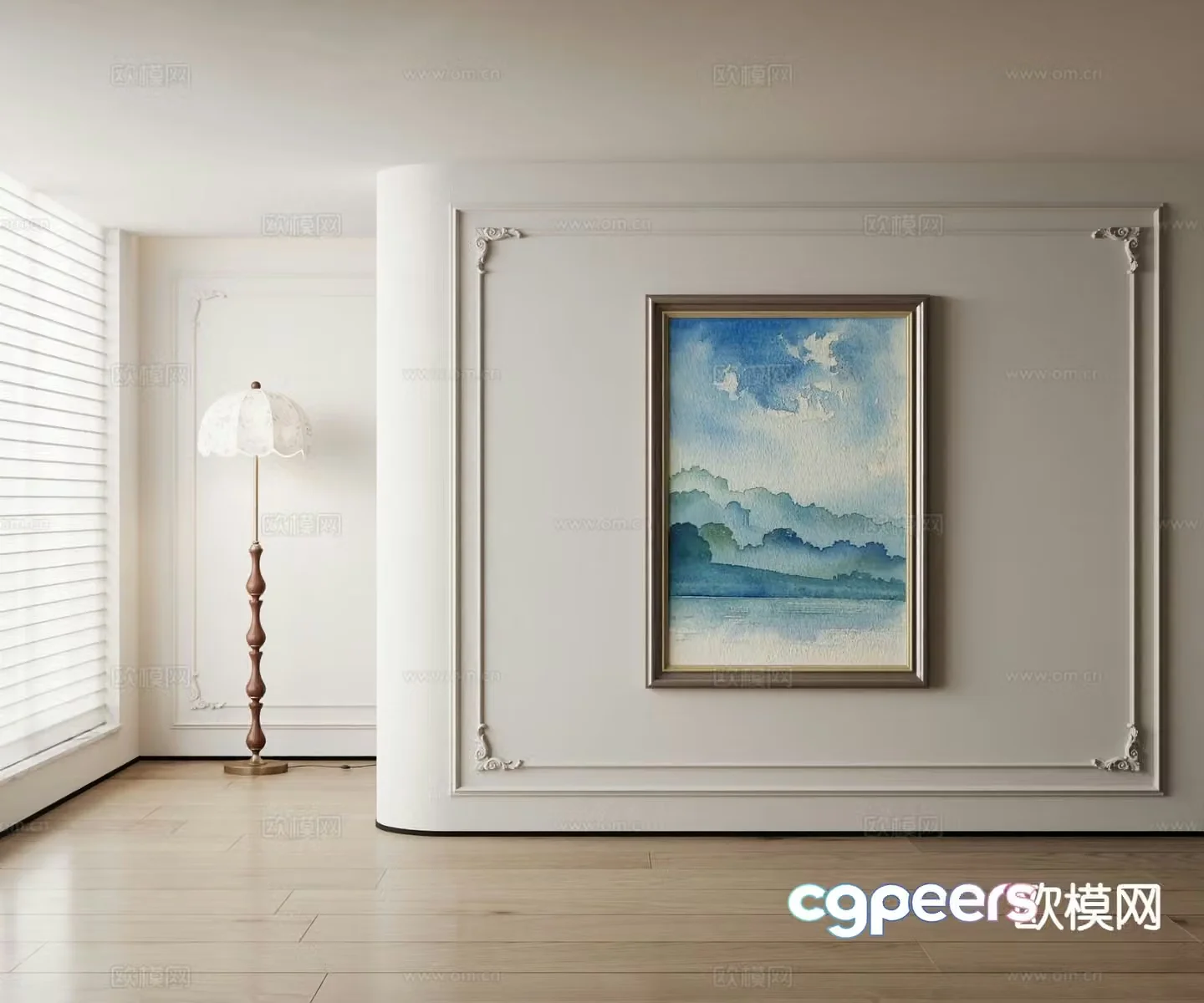 American decorative painting gradient color hanging painting 3d model