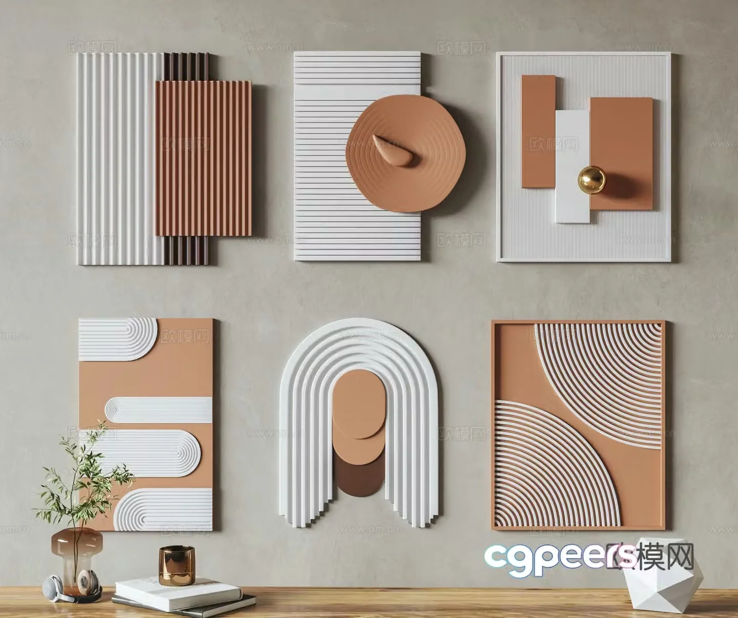 Cream style wall decoration art hanging 3d model