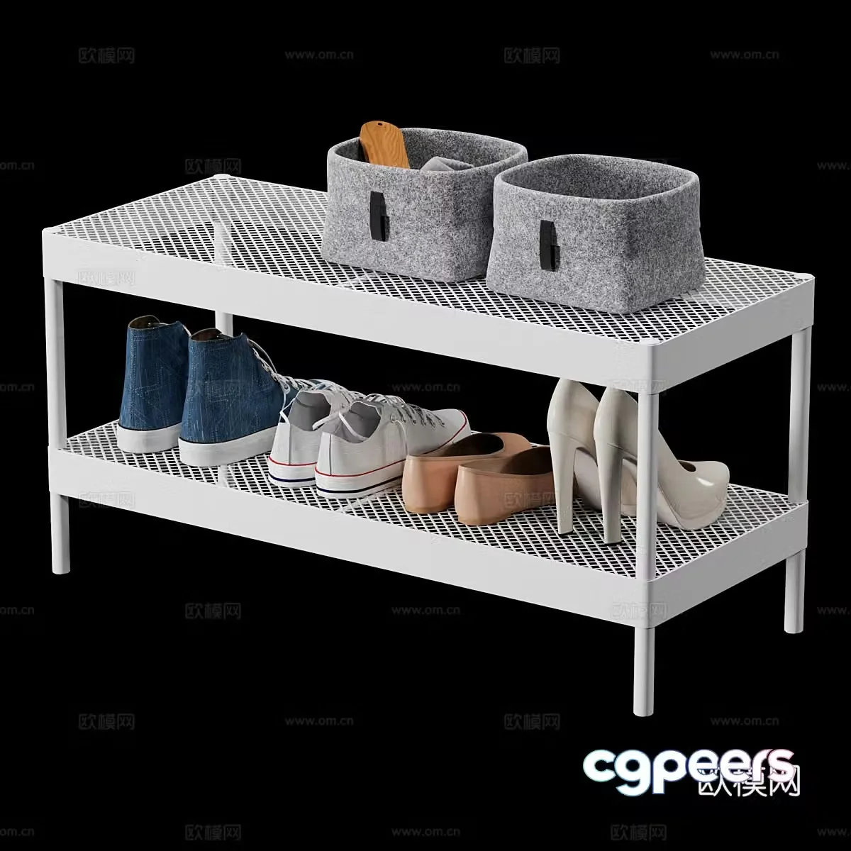 Ikea Makkaper Shoe Rack and Shoe Set 3D Model