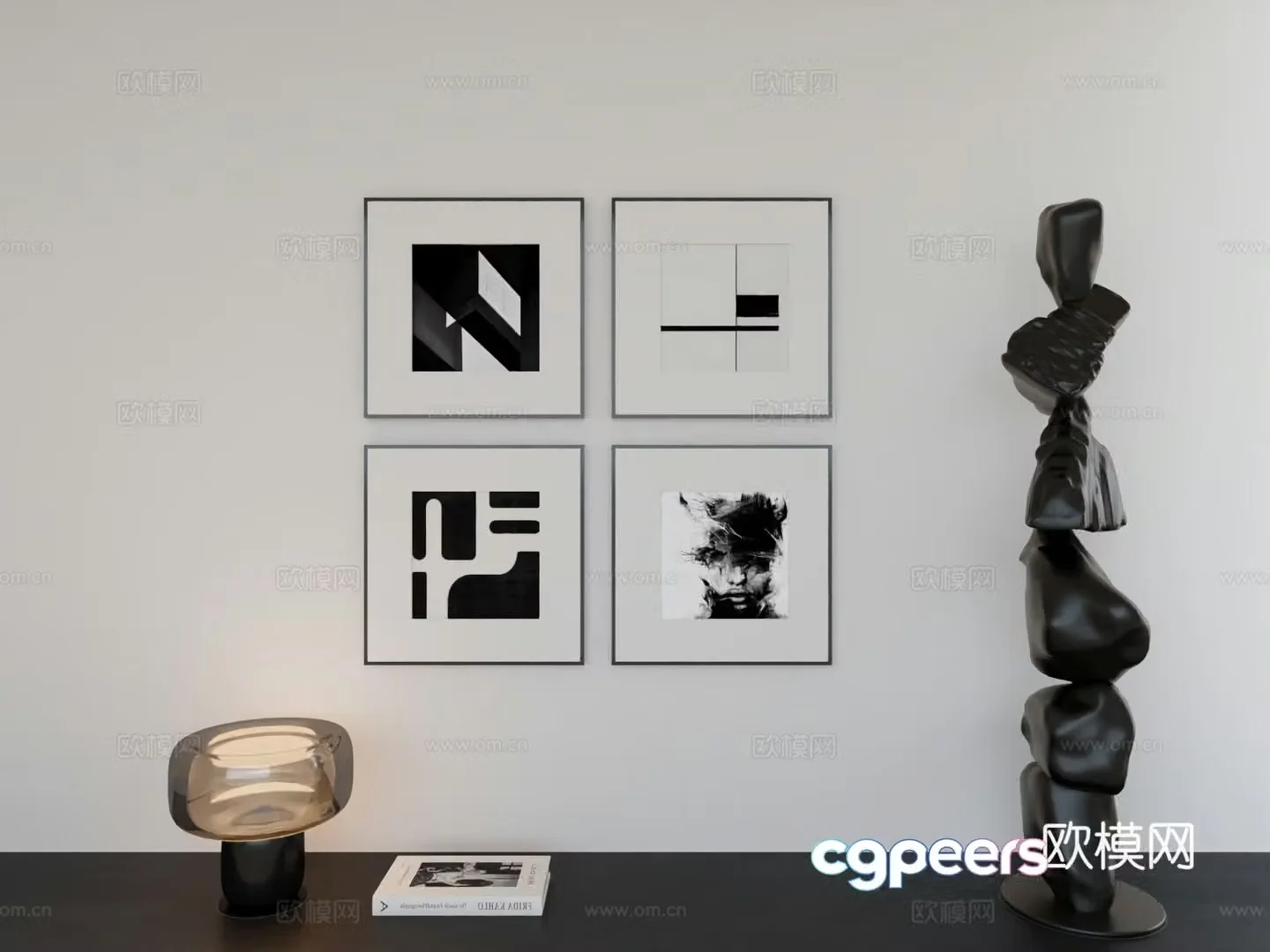 Modern minimalist hanging painting minimalist array hanging painting 3D model