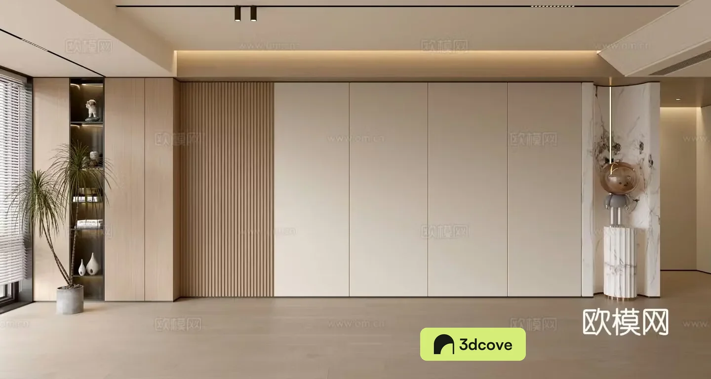 Modern simple sofa background wall modern ornament balcony cabinet living room cabinet wood veneer background wall