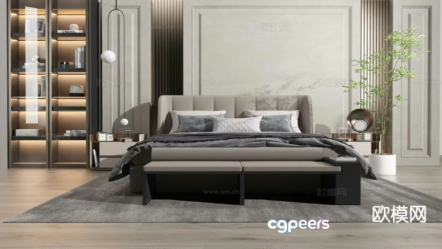 Modern double bed 3d model