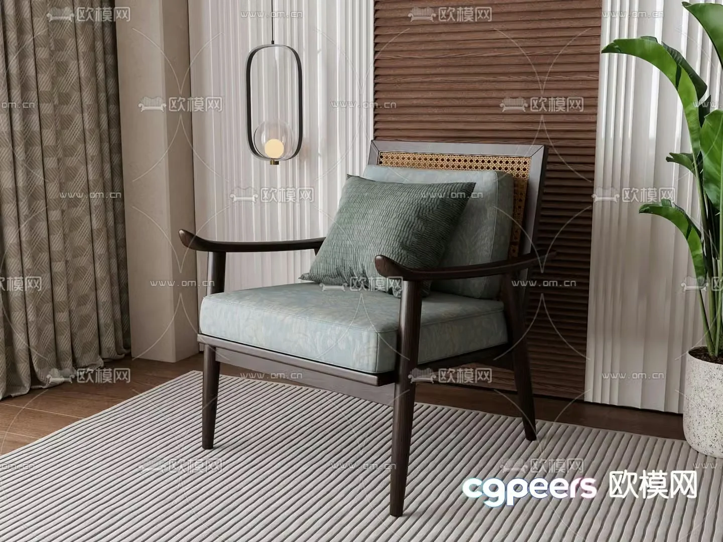 New Chinese style chair leisure chair 3d model