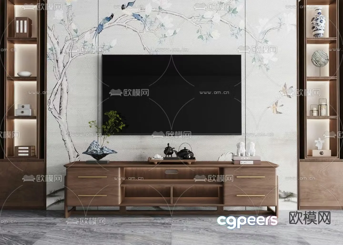 New Chinese style TV cabinet 3d model
