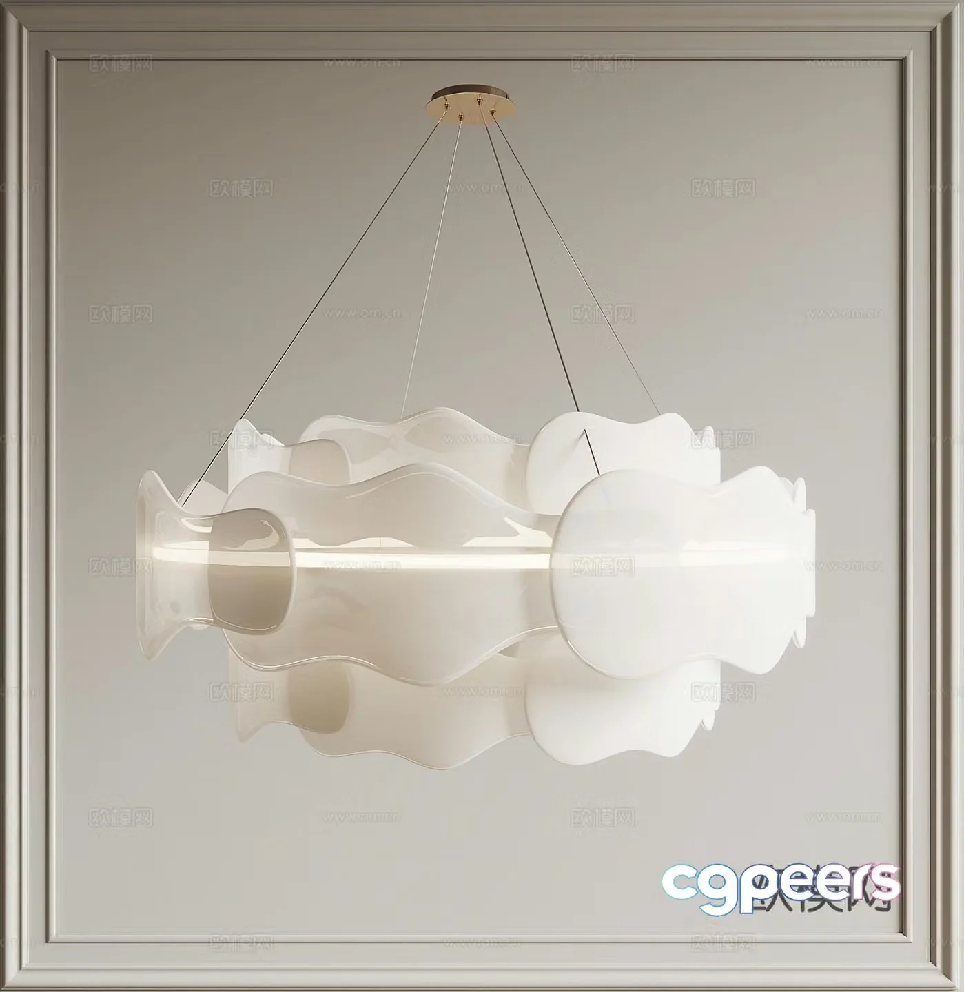 Creamy wind chandelier 3d model