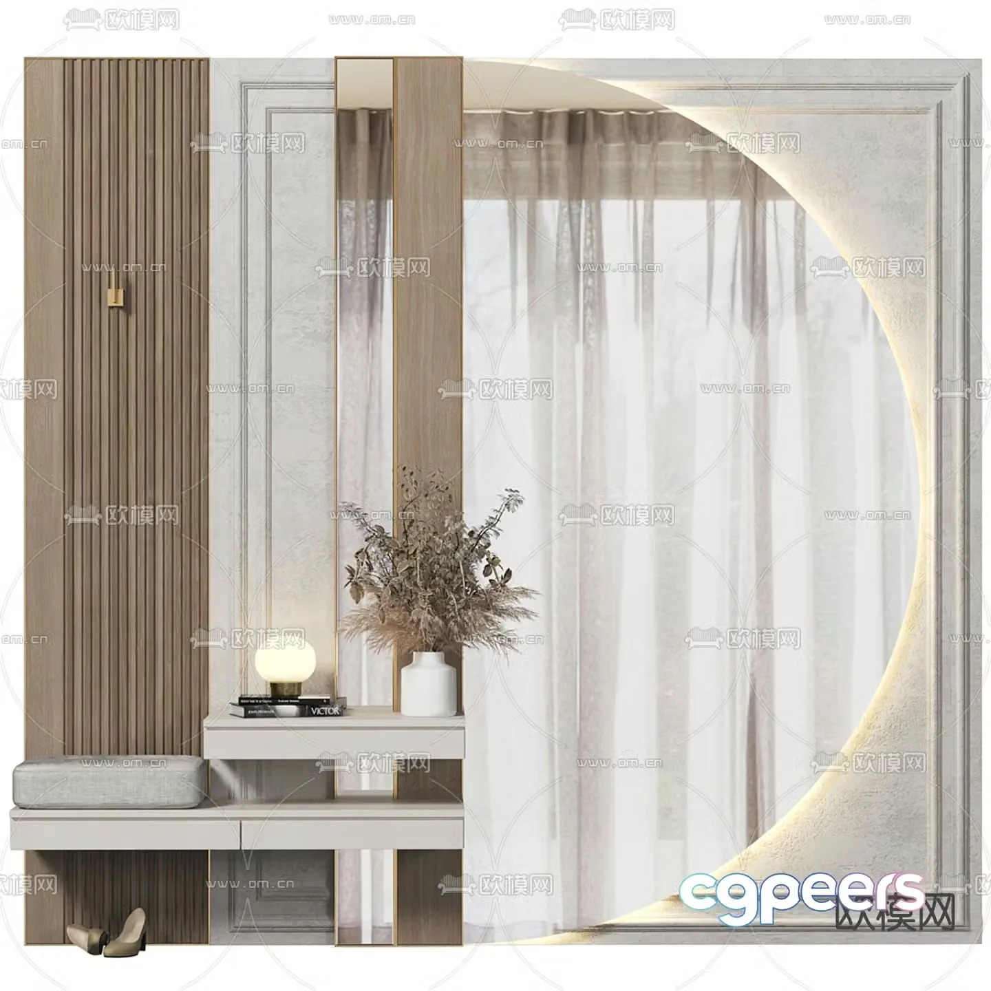 Integrated dressing table decorative mirror 3d model