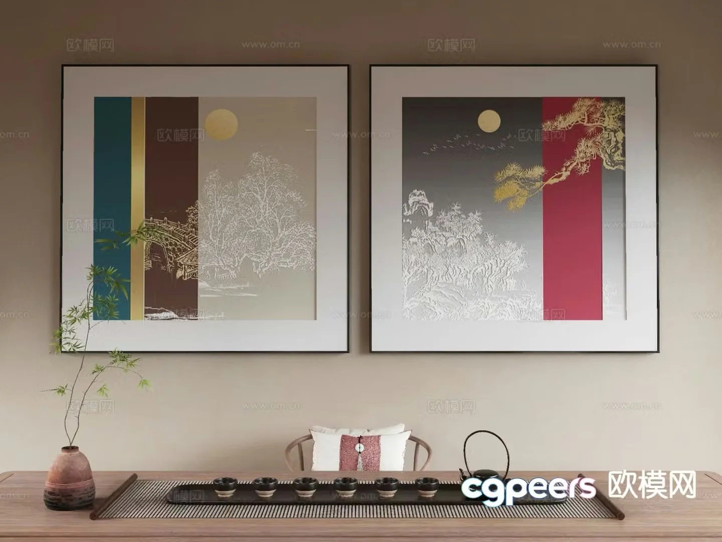 New Chinese style decorative painting 3d model