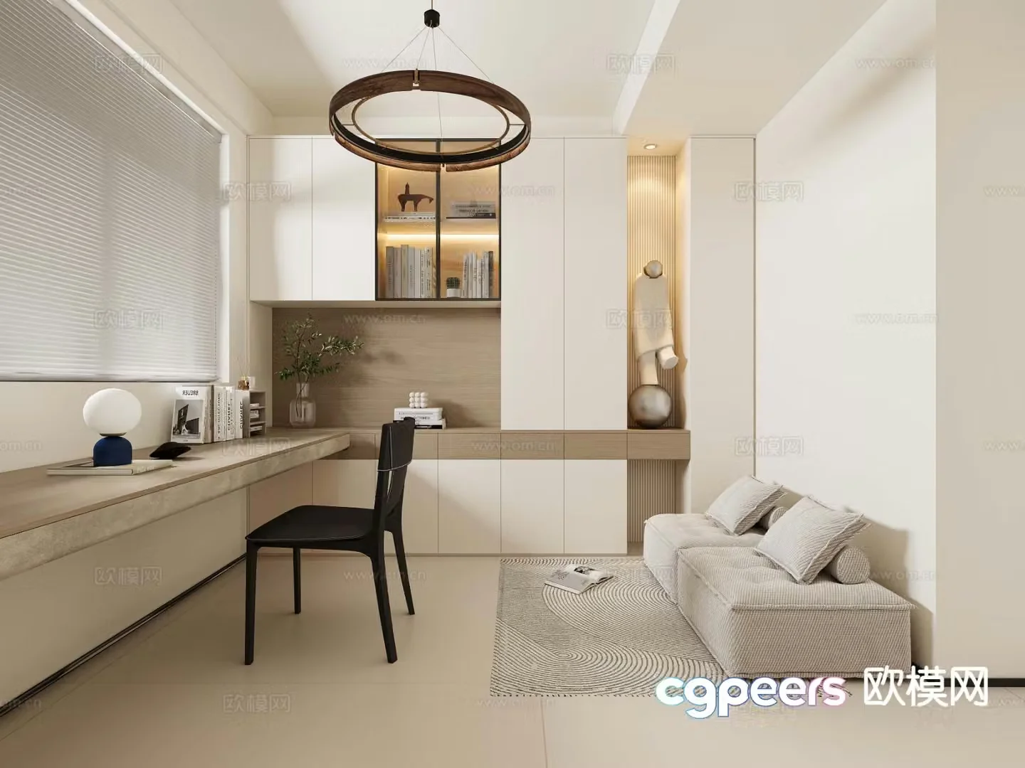 Modern study room 3d model