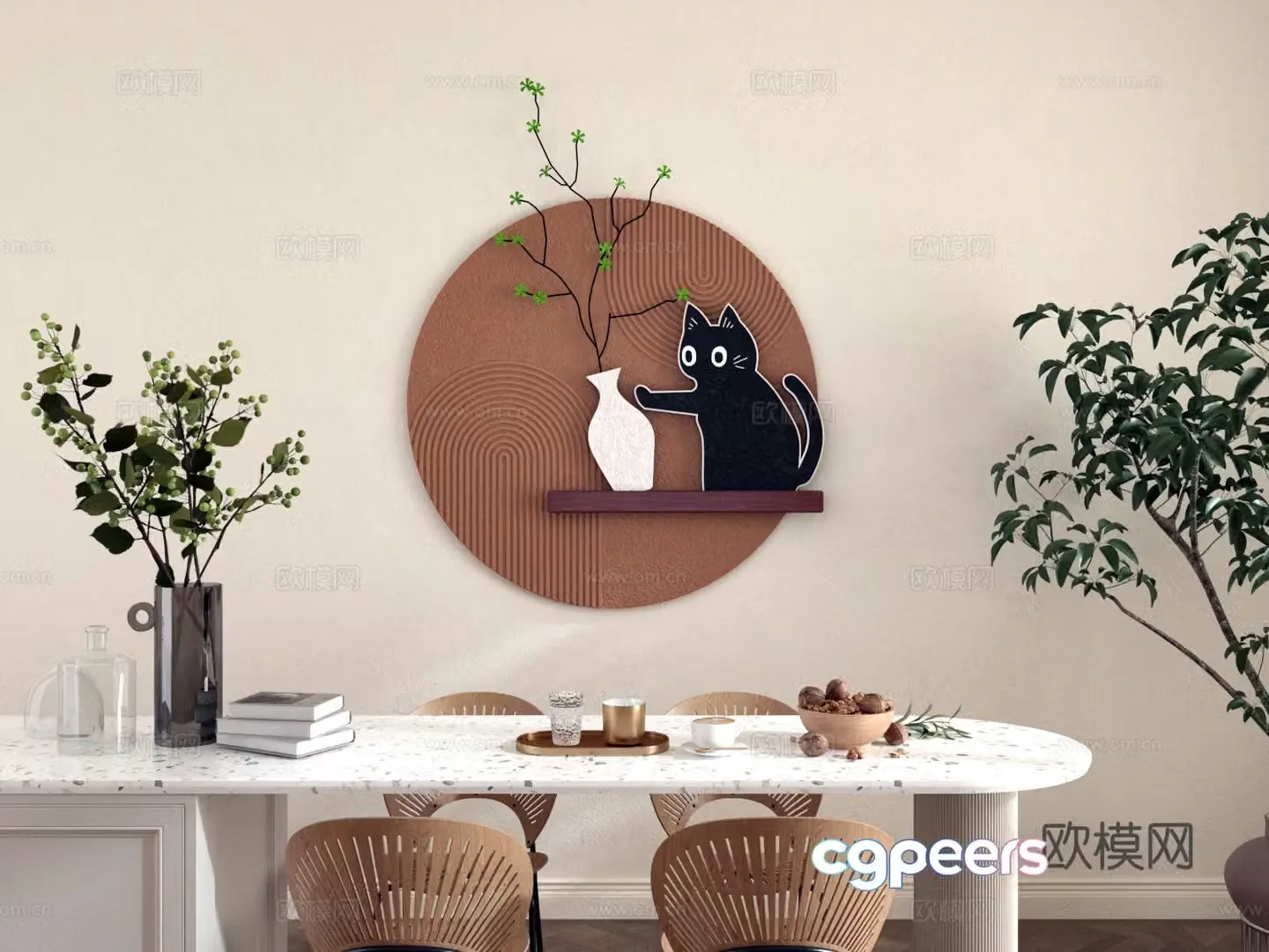 Modern medieval style three-dimensional fun decorative painting 3D model