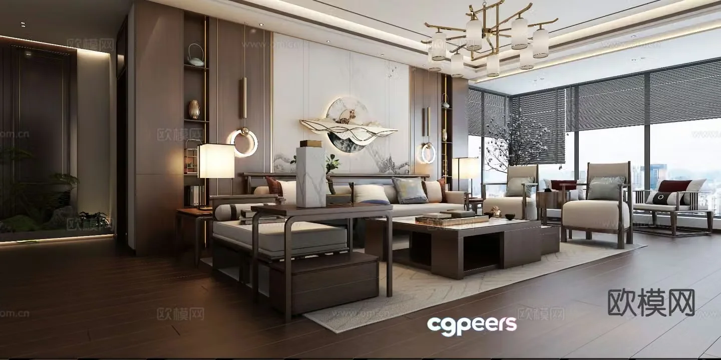 New Chinese style living room 3d model