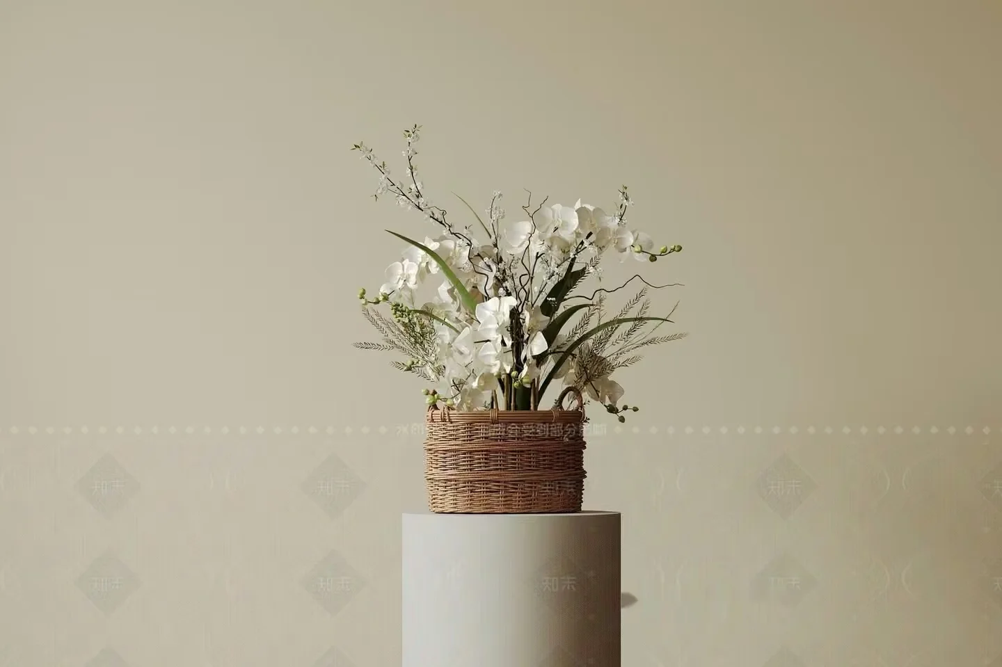 White Orchid Arrangement 3D Model – 18779 – CORONA Render