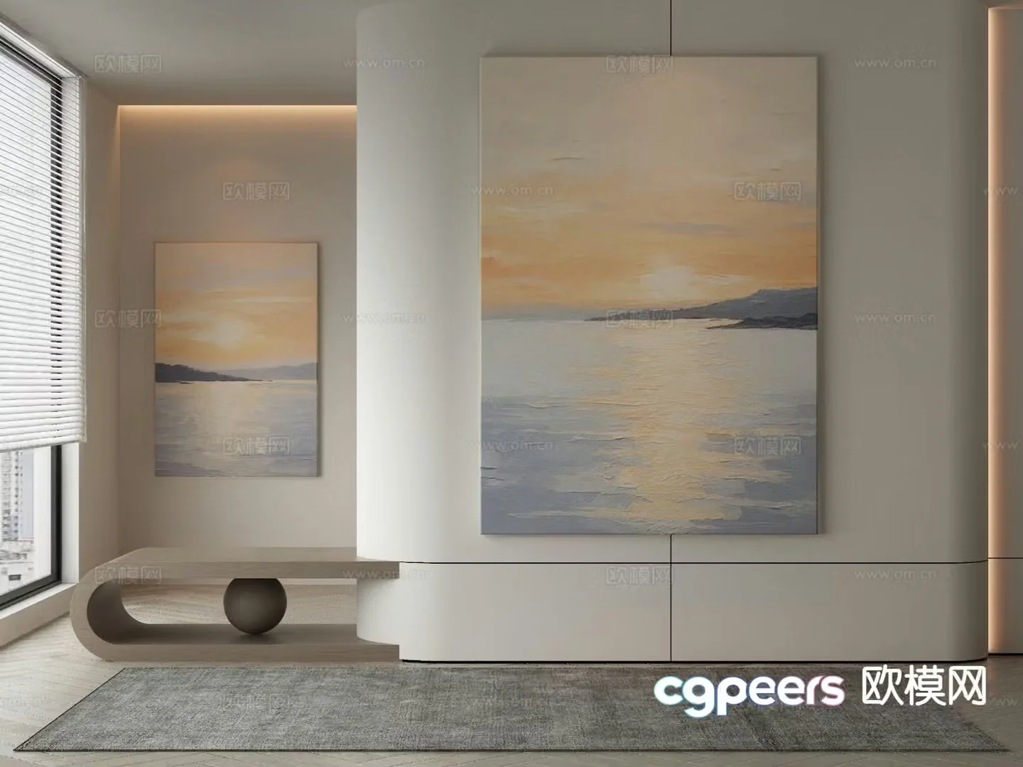 Modern decorative painting ocean wave oil painting 3d model