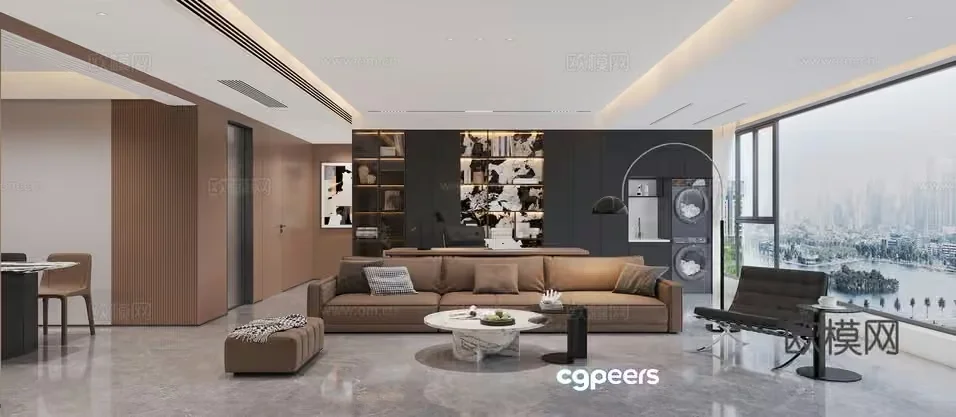 Modern Living Room 3D Model – 12015 – CORONA Render
