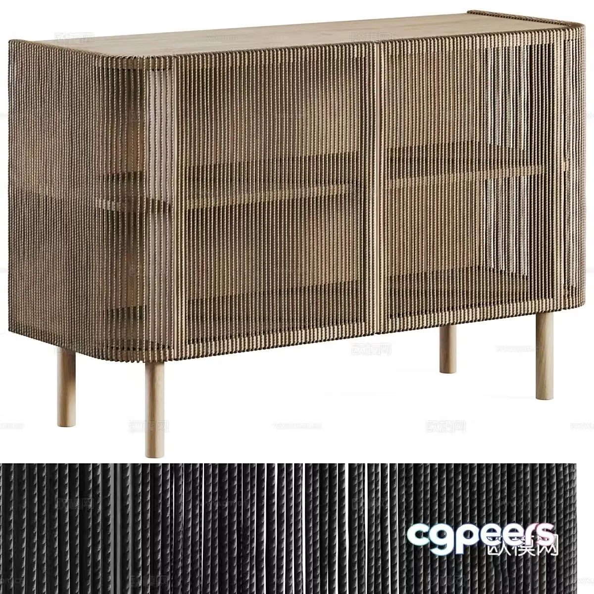 New Chinese Wasabi Bolia Cord Sideboard 3D Model