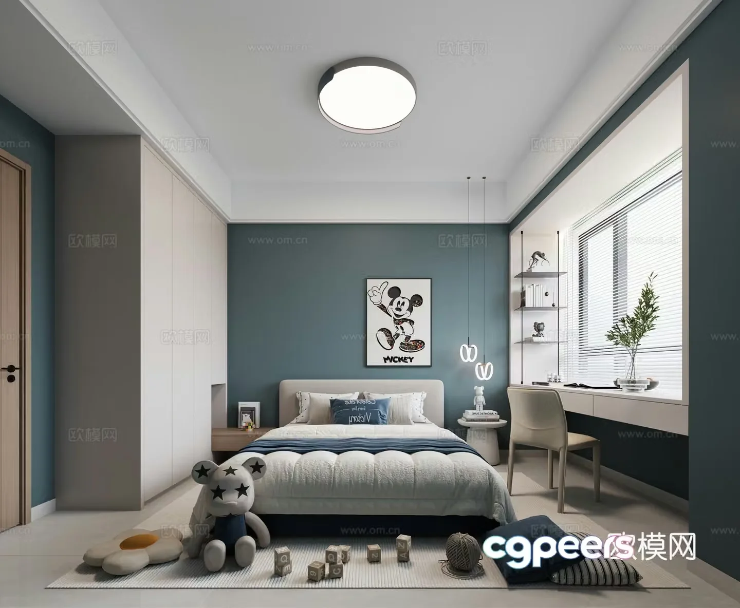 Simple boy room desk 3d model