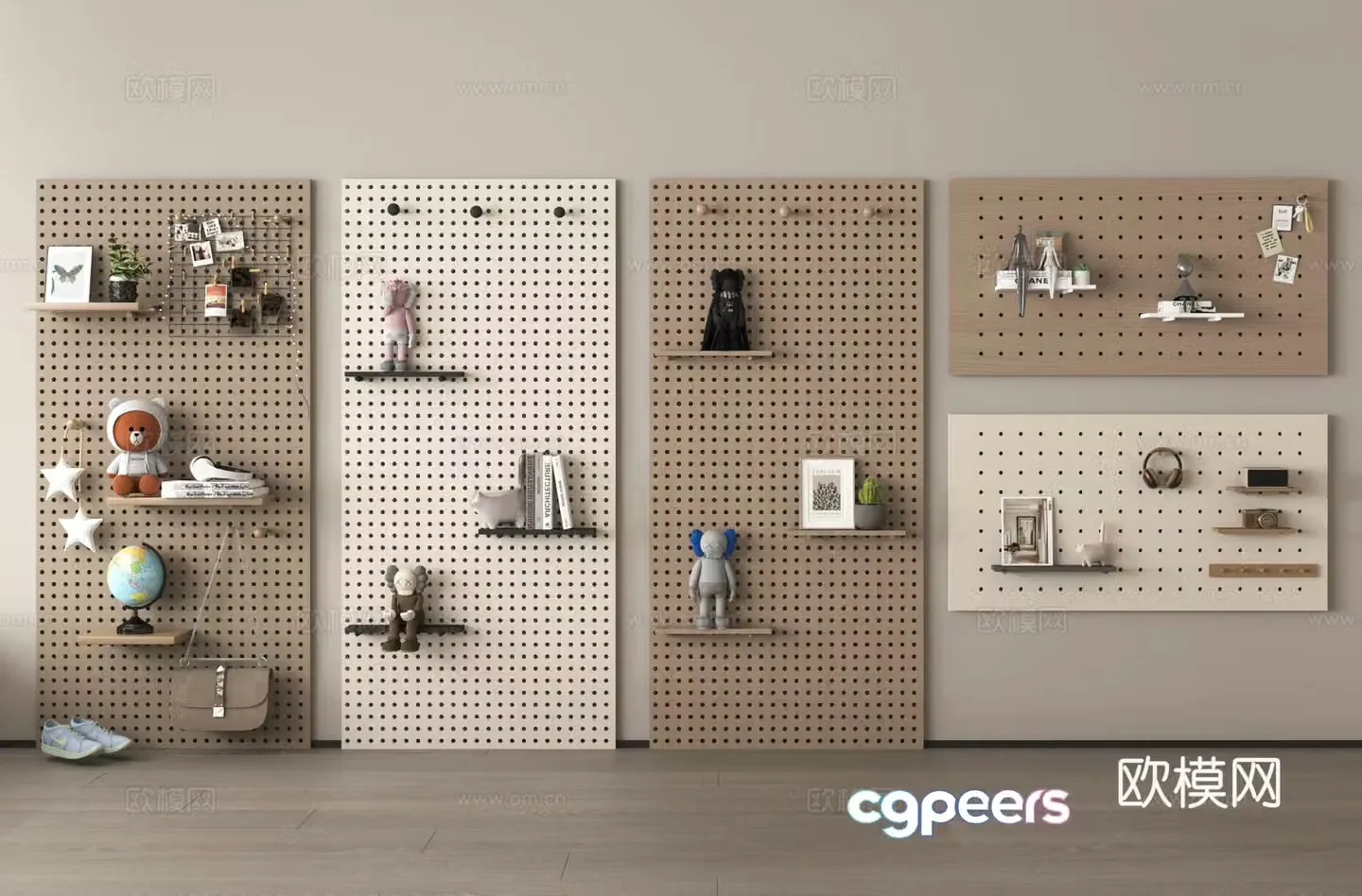 Hole board wall decoration board coat hook 3D model