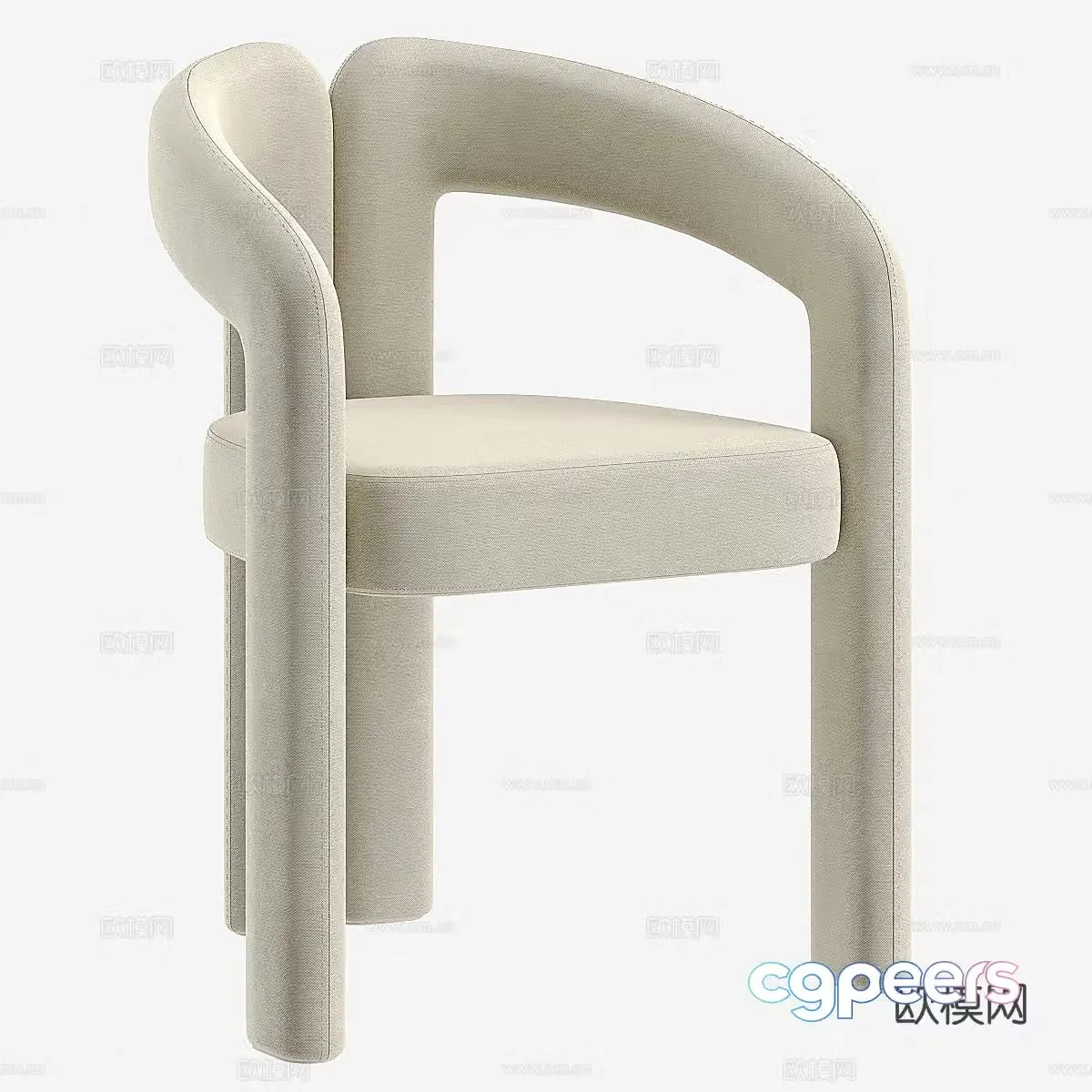 Modern simple chair single chair dining chair 3d model