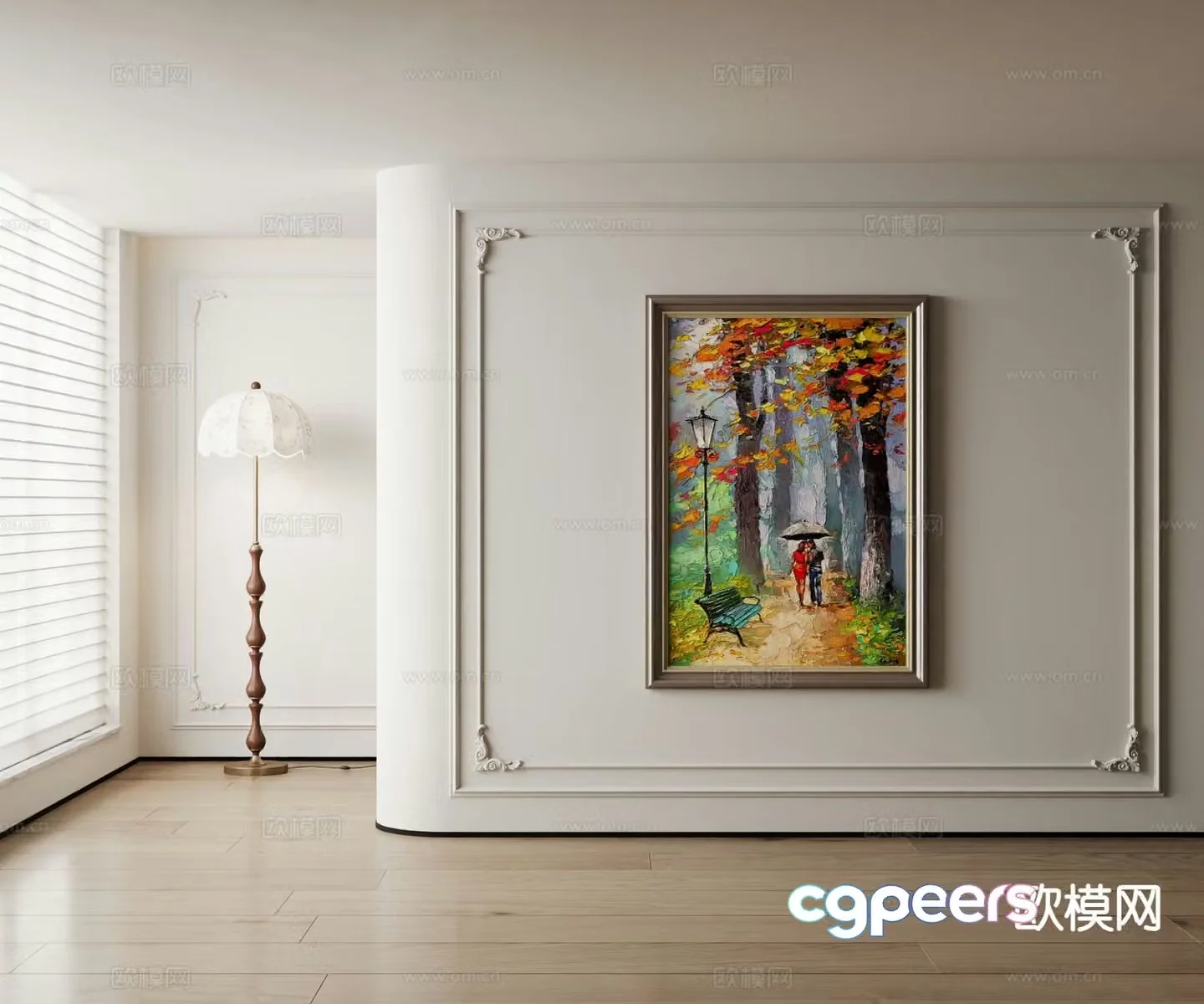 American decorative painting landscape oil painting autumn scene oil painting 3d model