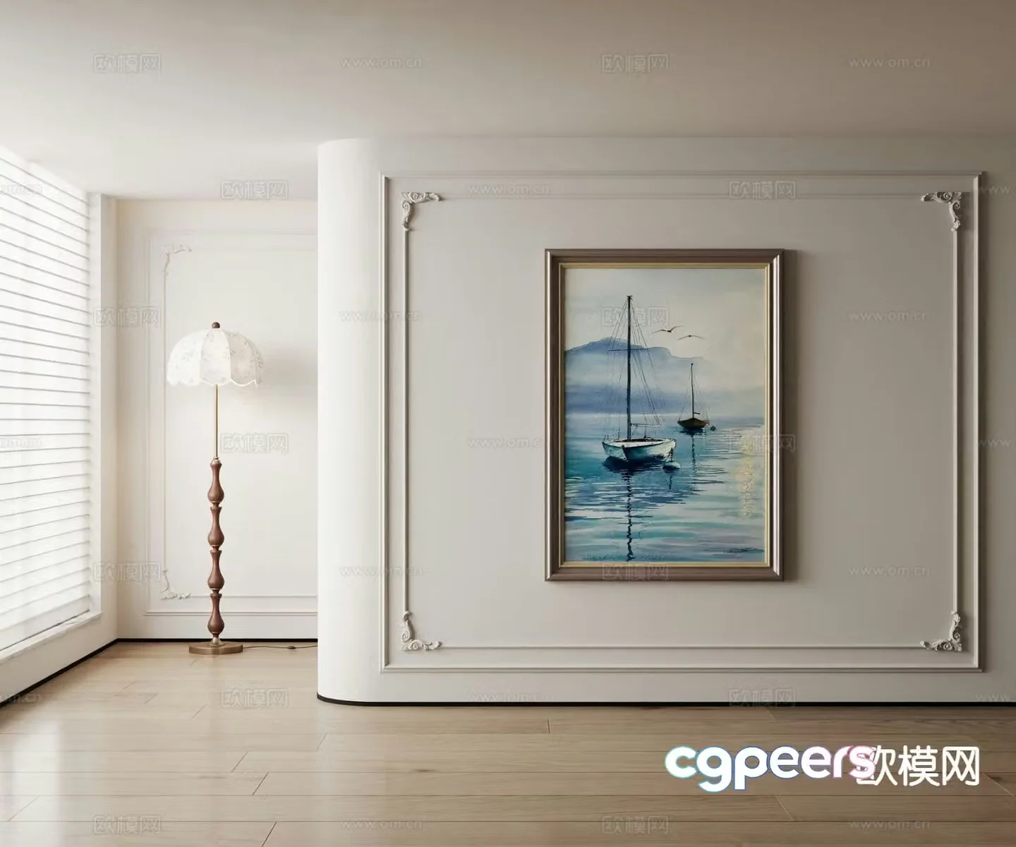 American decorative painting seascape oil painting 3d model