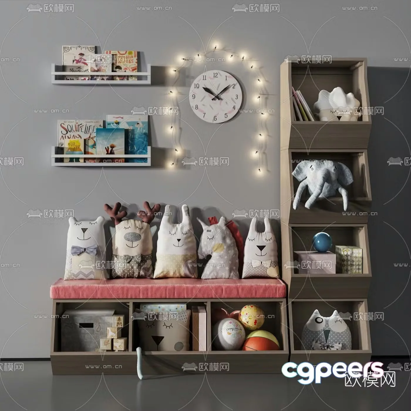 Modern children’s toy storage cabinet 3d model