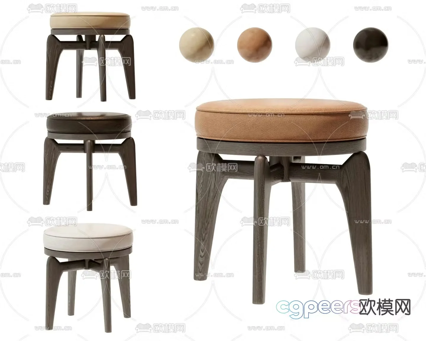 Wabi-sabi stool round stool sofa stool shoe changing stool 3D model