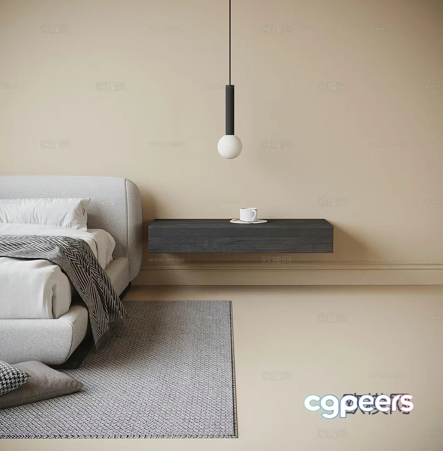 Modern bedside small chandelier 3d model