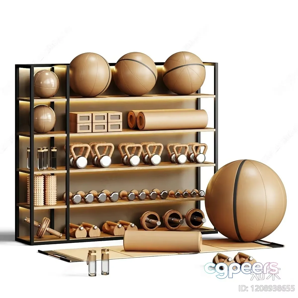 A Wooden And Metal Shelf 3D Model – 20447 – VRAY Render