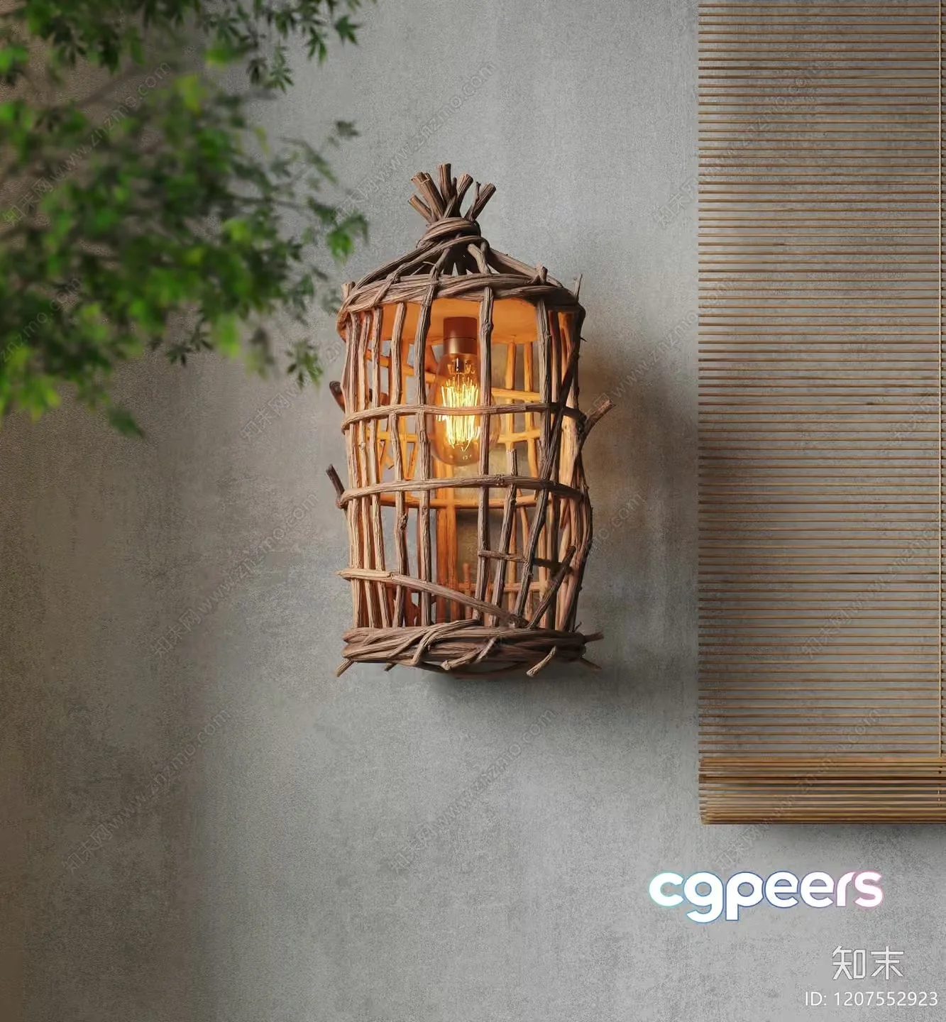 Light Fixture Made Of Woven Wood 3D Model – 3869 – VRAY Render