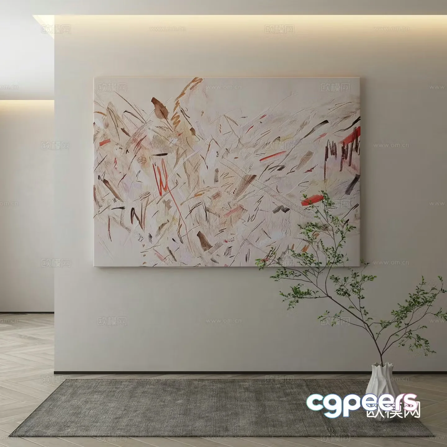 Modern texture painting decorative painting 3d model