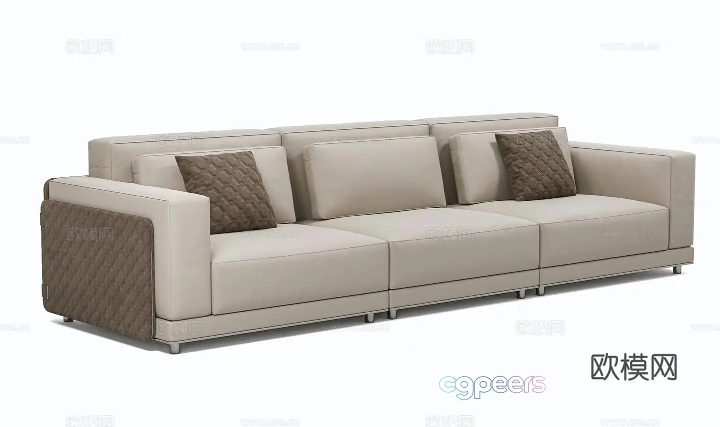 Light luxury three-person sofa multi-person sofa 3D model