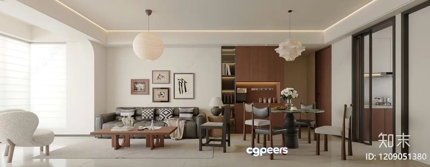 Modern Living Room 3D Model – 16203 – VRAY Render