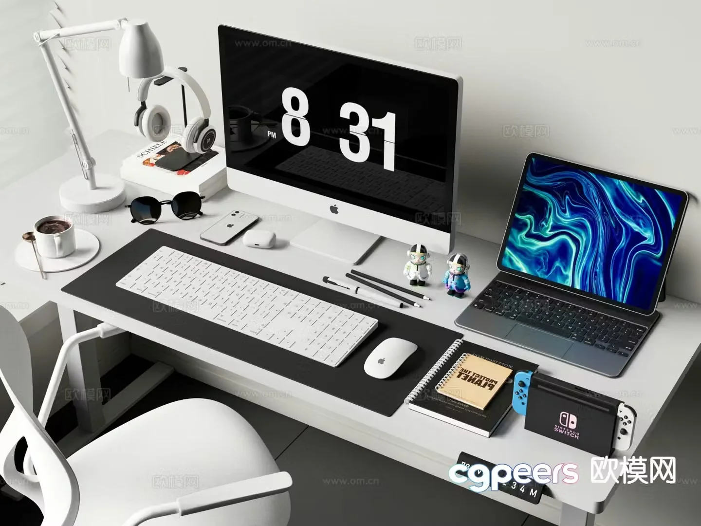 computer desktop computer office supplies digital combination 3d model
