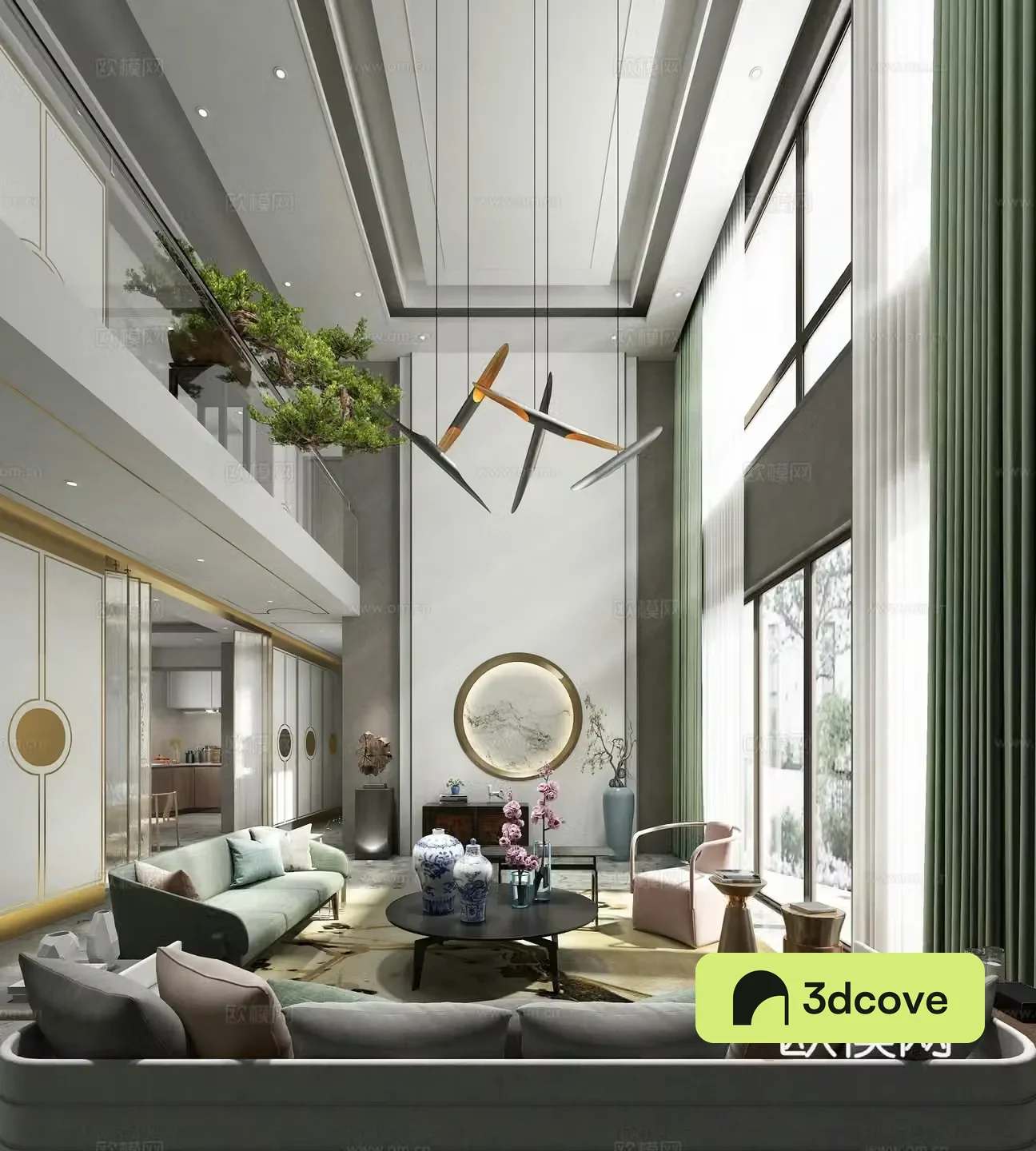 Modern style model room living room sofa combination