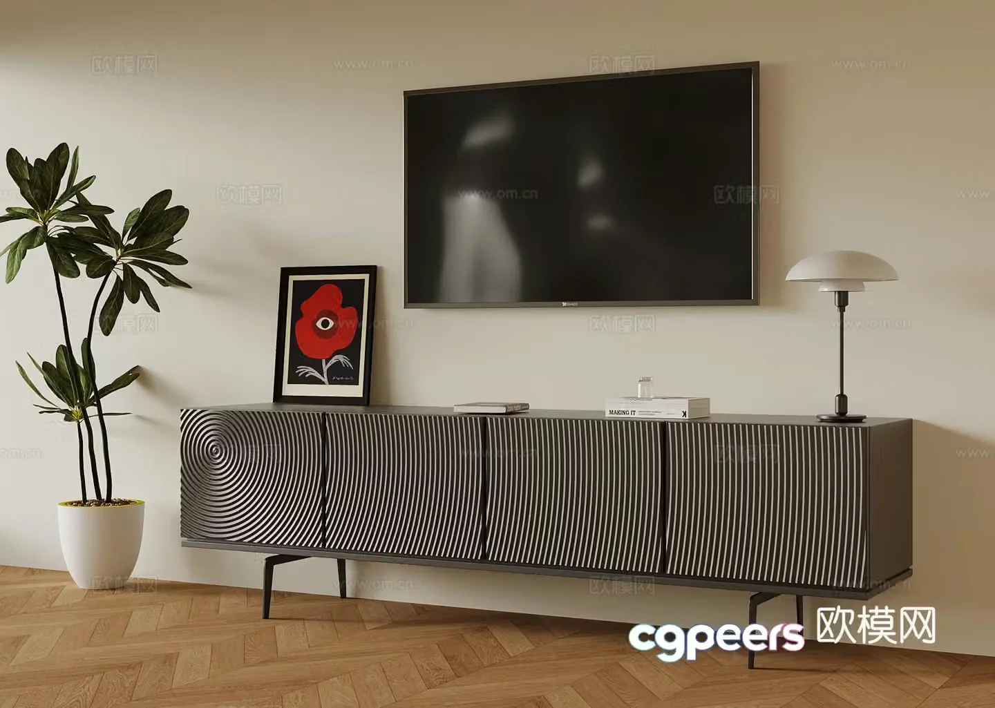 Modern TV cabinet low cabinet TV 3d model