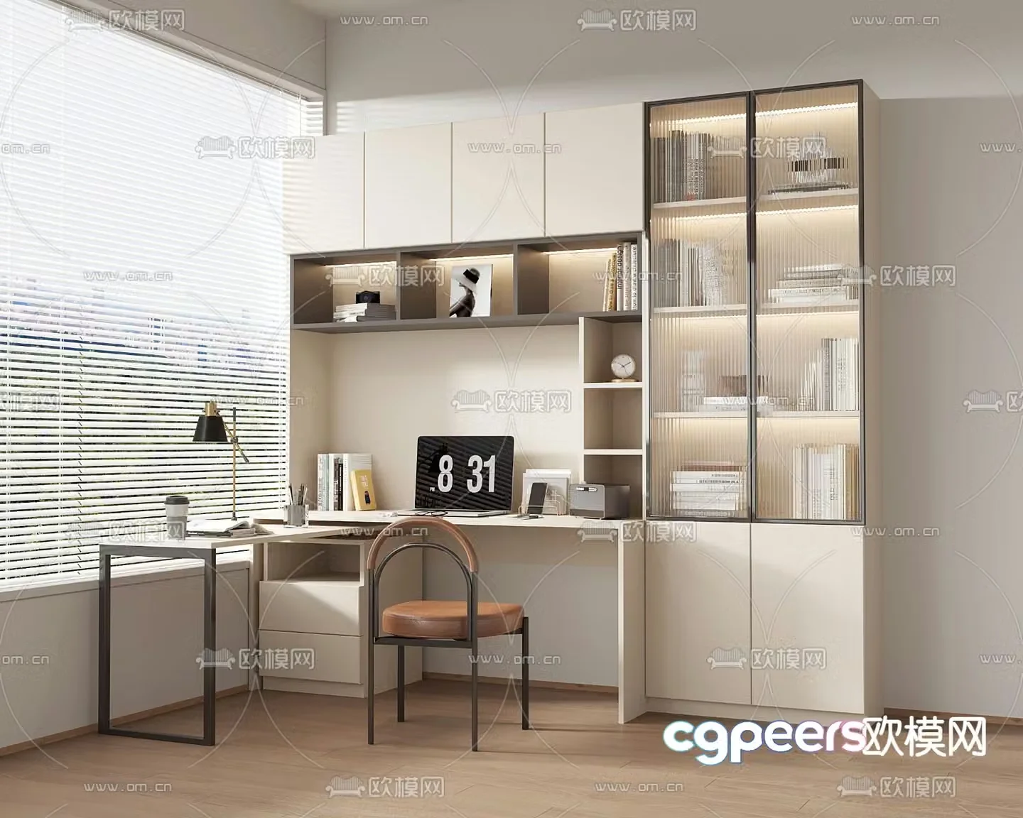 Modern desk computer desk study table 3d model