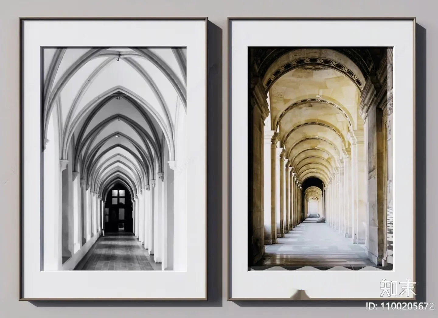 Two Framed Black And White Photographs Of Archways 3D Model – 13051 – VRAY Render