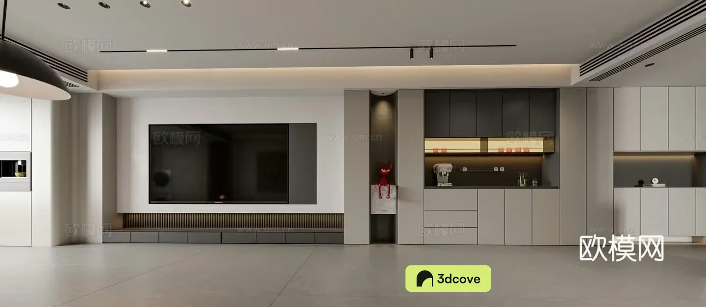 Modern TV background wall wine cabinet integrated