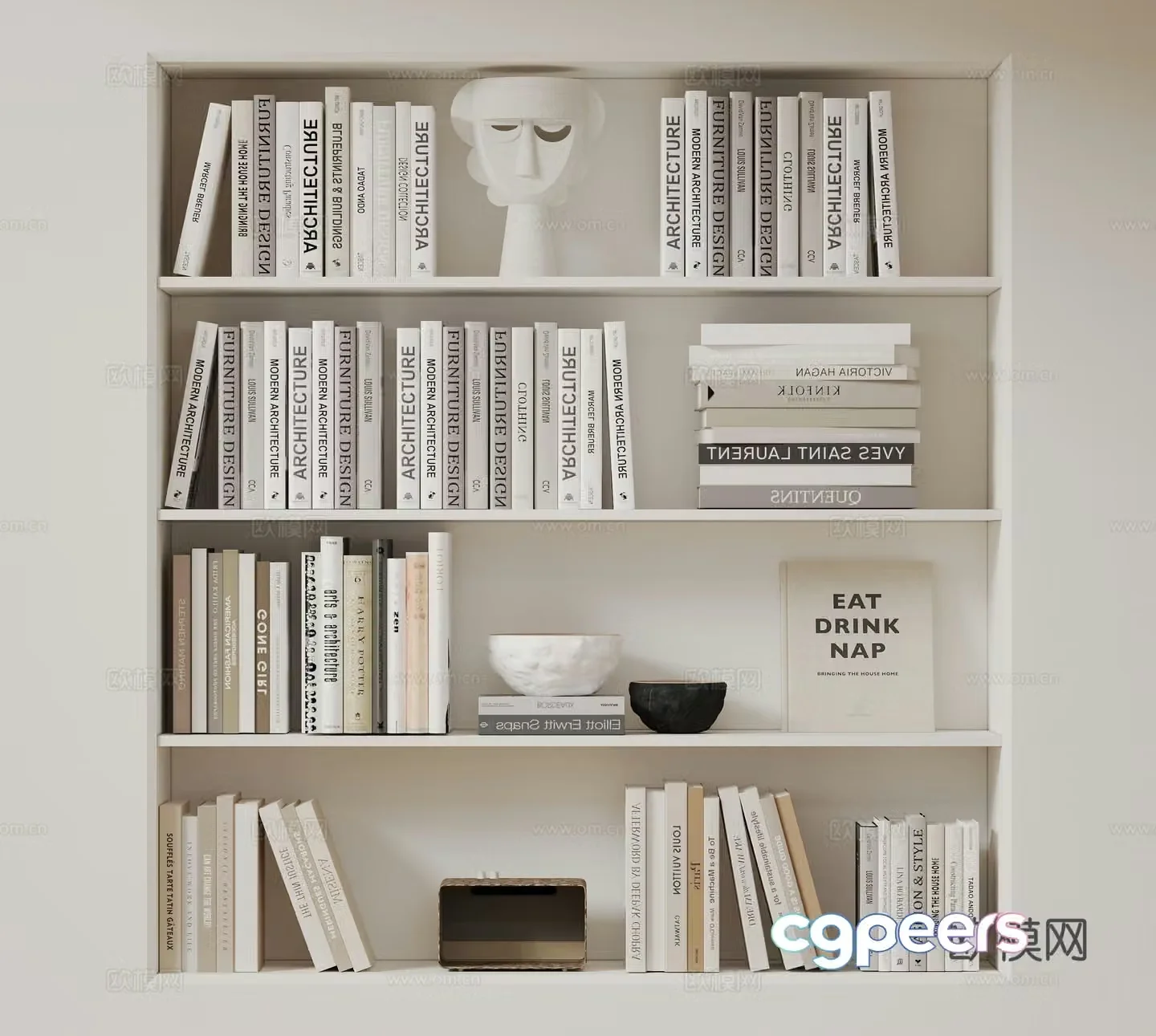 Modern decorative ornaments sculptures books 3D models
