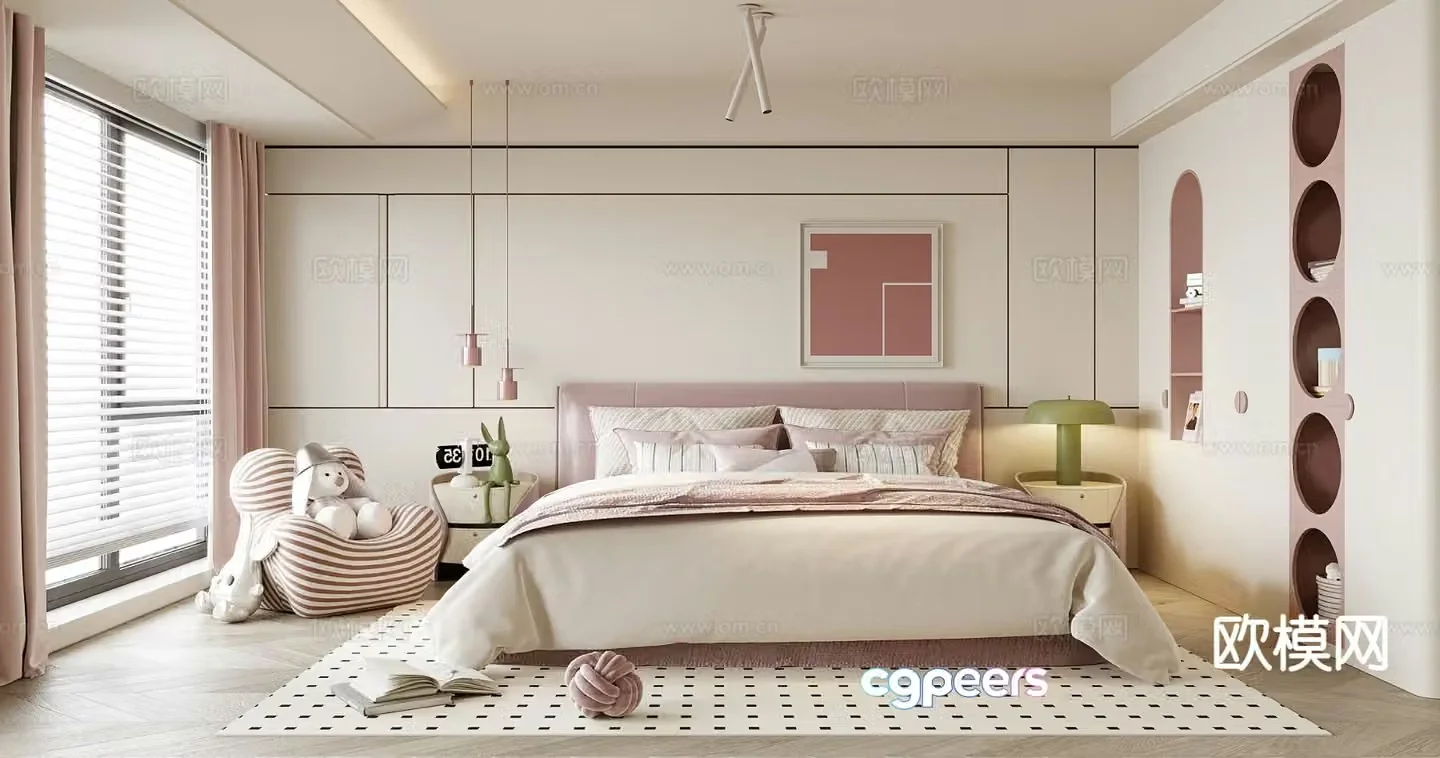 Cream style girl’s room children’s room 3d model