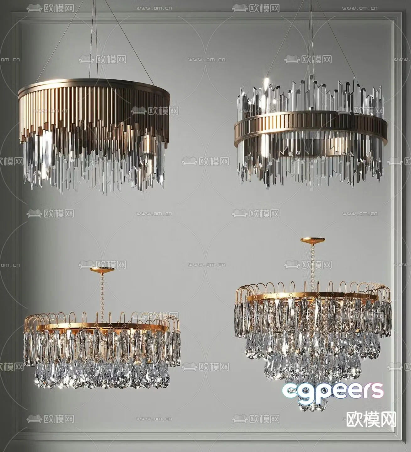 Light luxury chandelier crystal lamp 3d model