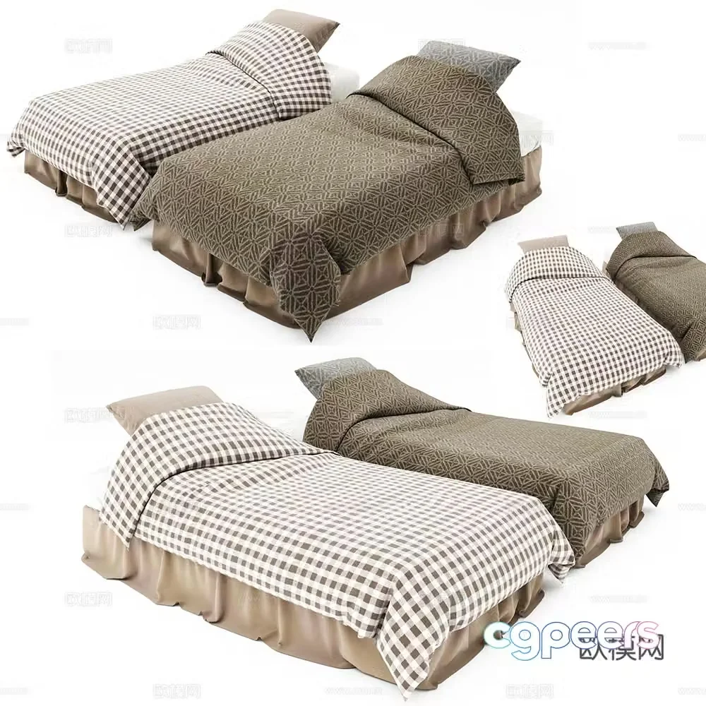 Modern Nordic children’s fabric bed 3D model