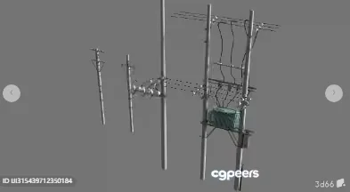 A Metal Antenna 3D Model – 6093 – VRAY Render