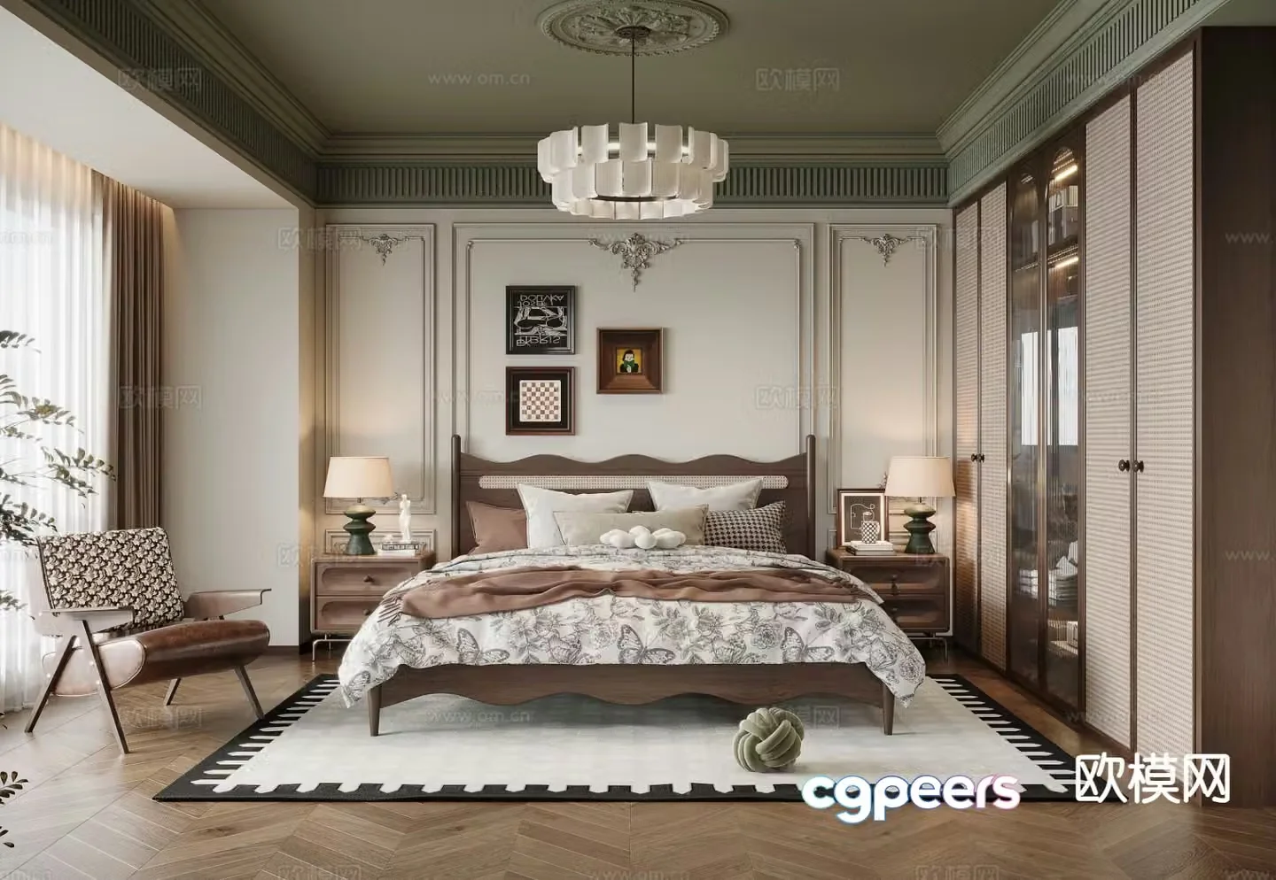 French retro bedroom master bedroom 3d model
