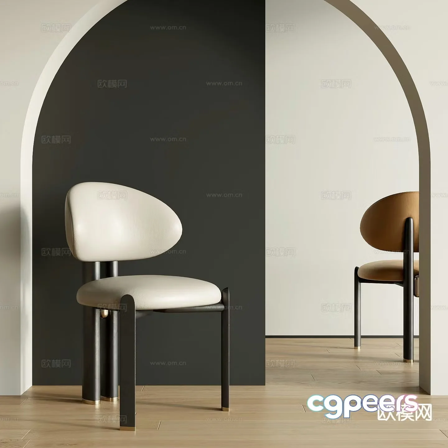 Modern leather chair dining chair 3d model
