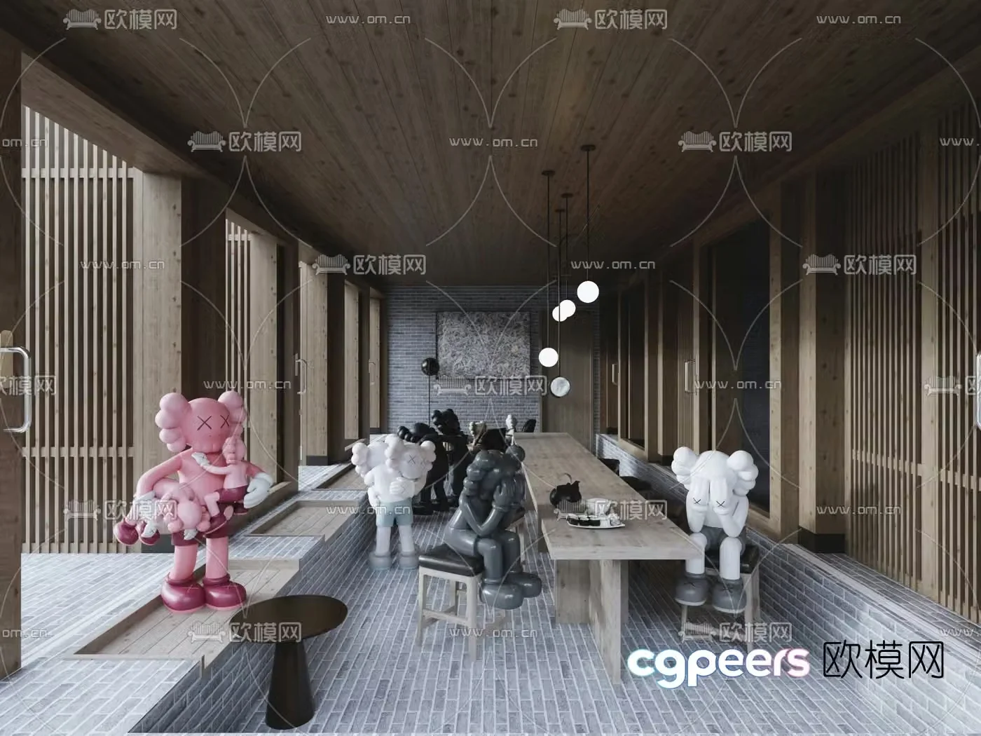 New Chinese style hotel lounge area 3D model