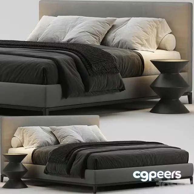 3ds Max Free – Minotti Andersen Bed and Small Table Minotti Cesar