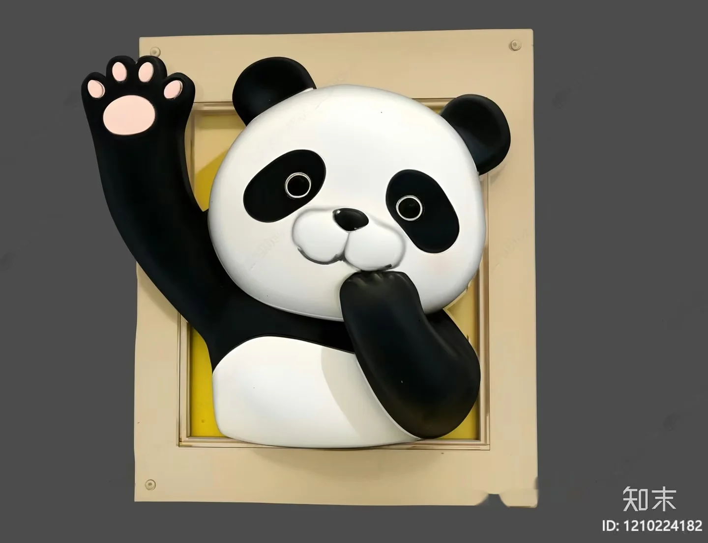 A Panda Figurine With A Raised Paw 3D Model – 20758 – VRAY Render